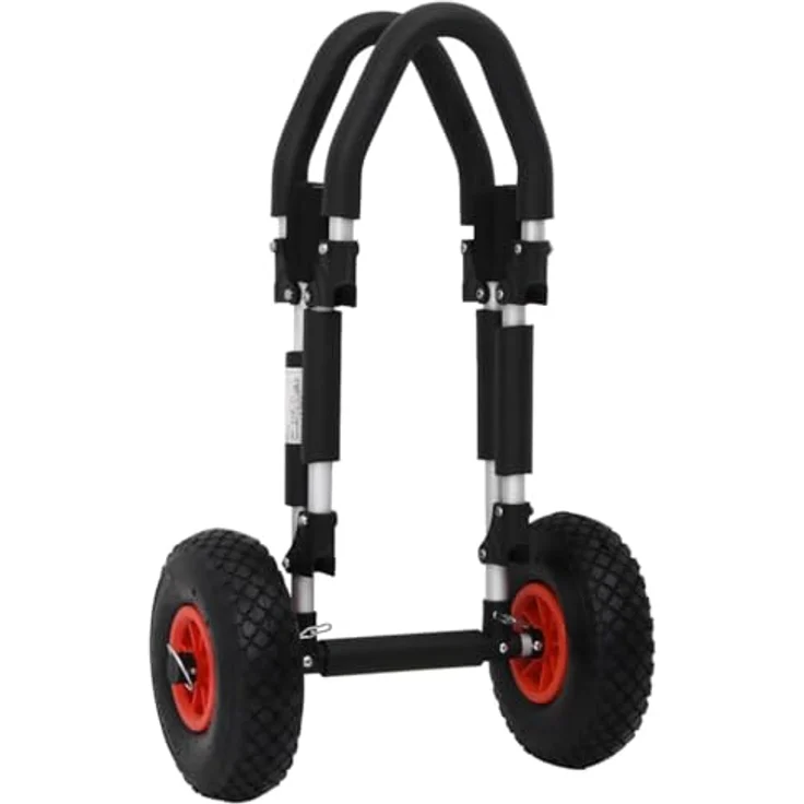 vidaXL SUP-Transportwagen Klappbar für Surfbrett, Aluminium, schwarz/silbern, 45 kg Belastbarkeit, inkl. Schaumstoffpolsterung und Gurten – Bild 6