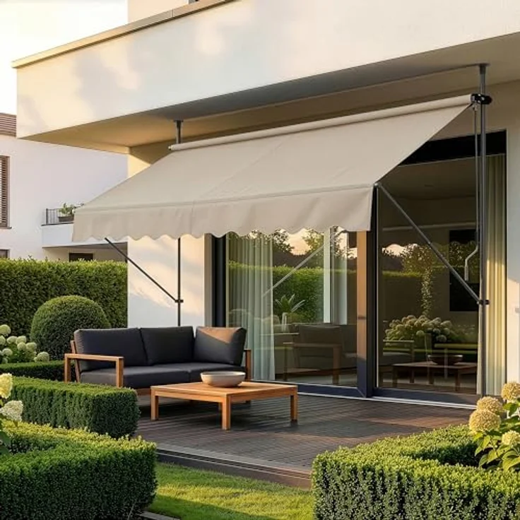 Klemmmarkise 400x120x200-300cm Markise Balkonmarkise -ohne Bohren- Protec – Bild 2