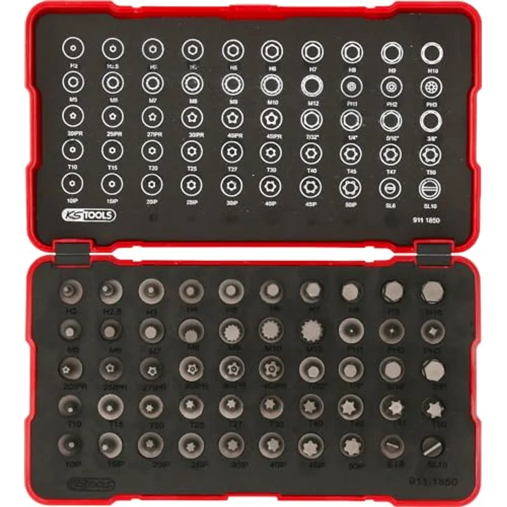 KS Tools 1/4" Bit-Stecknuss-Satz 50-tlg, extra kurz, matt satiniert, in stabiler Kunststoffbox – Bild 3