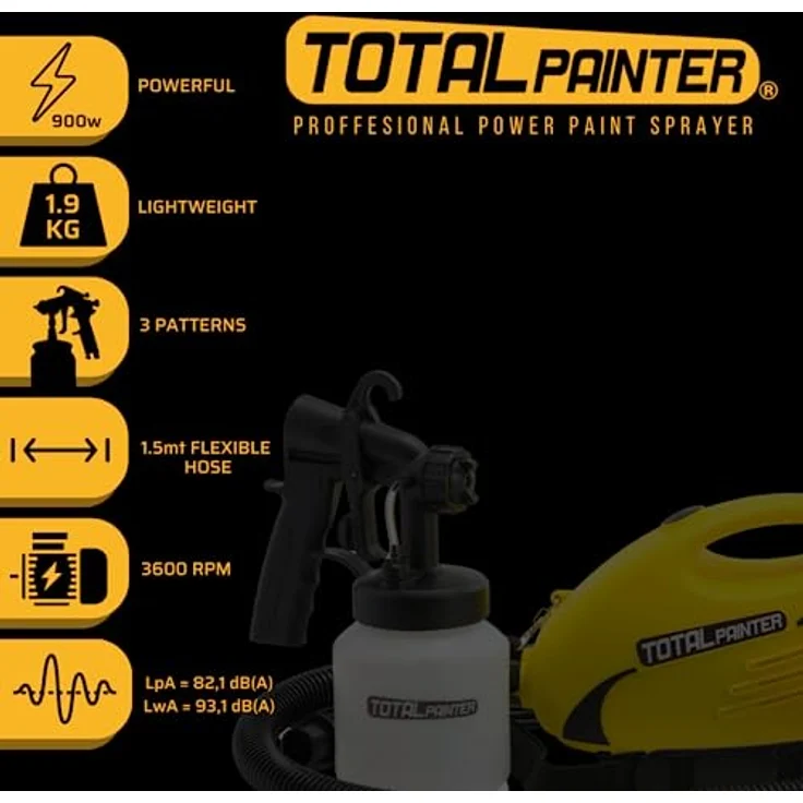 BEST DIRECT TOTAL Painter, Professionelles Farbsprühsystem mit 800 ml Kapazität, 900W Motor, für Innen und Außen, leicht und robust – Bild 3