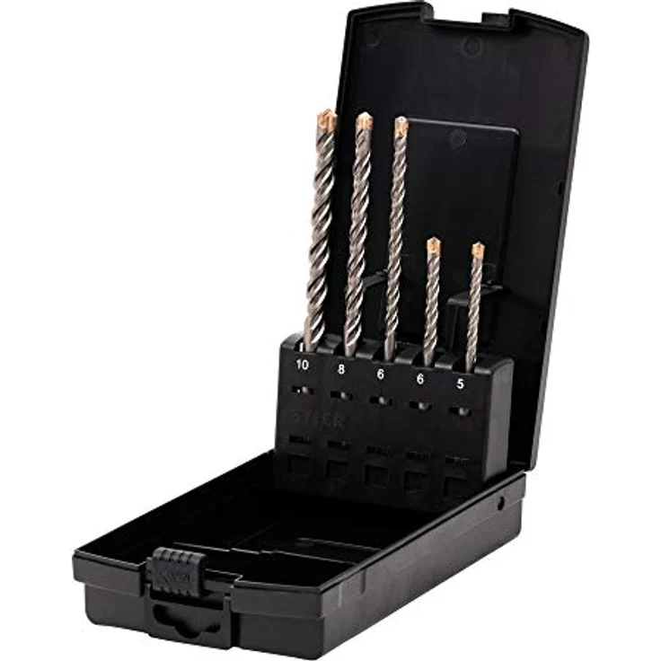 STIER Hammerbohrer-Set Premium SDS-plus 5-teilig, SDS Bohrer Set für Beton, 10 mm, blau – Bild 1
