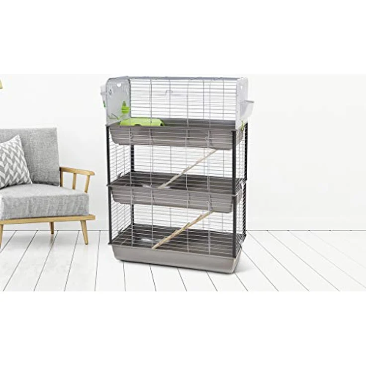 Savic Caesar 3 Dreifach Knock Down, faltbares Gehege mit Plastikzubehör und Holzleitern, 100 x 50 x H 143 cm, in verschiedenen Farben – Bild 2