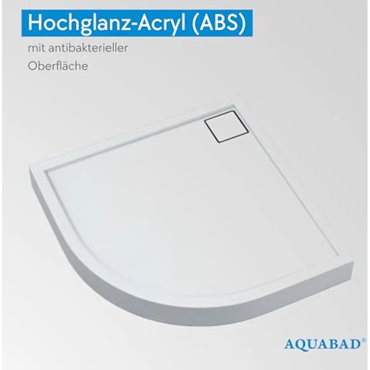 Aquabad® Duschwanne Komplettset FINCA, Viertelkreis, Acryl, 80x80 cm, inklusive Ablaufgarnitur – Bild 4