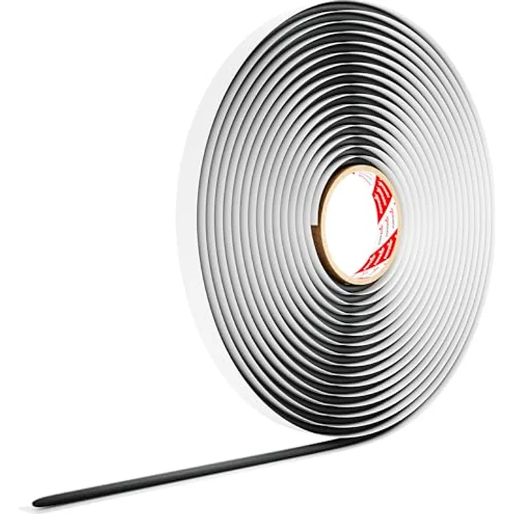 Poppstar Butylrundschnur Klebeband (10 m x 8 mm) Dichtband selbstklebend, rund, Farbe schwarz
