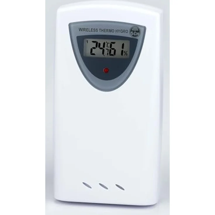 Bresser Funkwetterstation Thermo/Hygro Sensor 5 Kanal 433 Mhz Frequenz für Temperatur- und Luftfeuchtigkeitsermittlung mit digitaler Anzeige und 50 Meter Reichweite im Freien, weiß – Bild 2