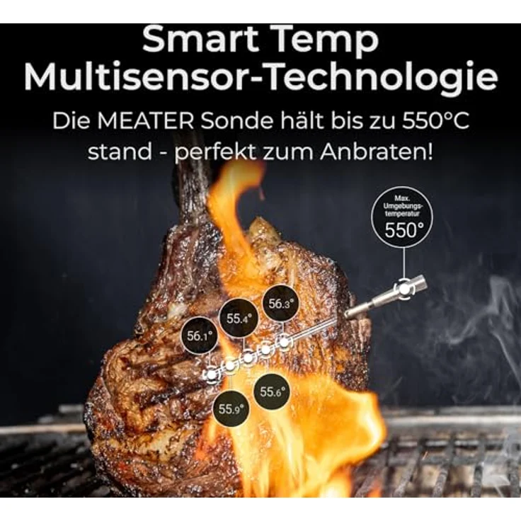 MEATER Pro Duo: Smart Meat Thermometer Digital mit 550°C Hitzebeständigkeit, großer Reichweite, zertifizierter Genauigkeit und 50+ Rezepten in App – Bild 3