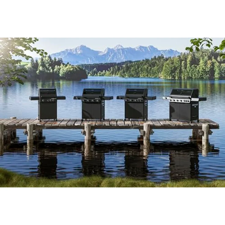 RÖSLE Gasgrill ALLFLAME Prime 4 – 4 Brenner (je 3,5 kW), PRIMEZONE, Vario+ Grillrostsystem, 70x45 cm Grillfläche, Gusseisenroste, Alu-Druckguss, Deckel mit Glaseinsatz, beleuchtete Drehknöpfe, schwarz – Bild 3