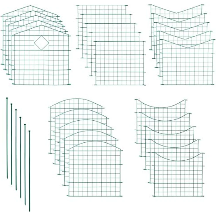 ESTEXO Teichzaun Set 11tlg, Gerade 5 Elemente, pulverbeschichteter Metallzaun in grün RAL 6005, Drahtstärke 4/2,5 mm, Maschenweite 6x6 cm – Bild 3