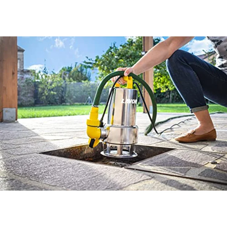 Lavor EDS-PM 12500, Edelstahl Tauchpumpe für Schmutzwasser mit 12.500 l/h Fördermenge und 750 W Motor, gelbes Gehäuse – Bild 3