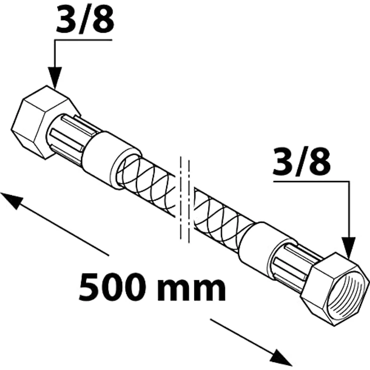 Anschlussrohr-flex.500 mmchrom Überwurfmutt. 3/8 (Lieferumfang: 1 Stück) Bewässerungszubehör – Bild 4