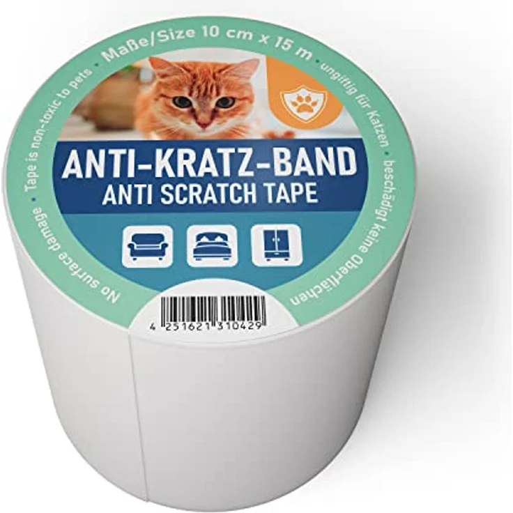 Sossai® Katzen Anti-Kratz-Band | AST | 10 cm breit- 15 Meter lang | transparent | selbstklebend | zuschneidbar | Kratzschutz für Sofas, Möbel | Cat Training Tape – Bild 1