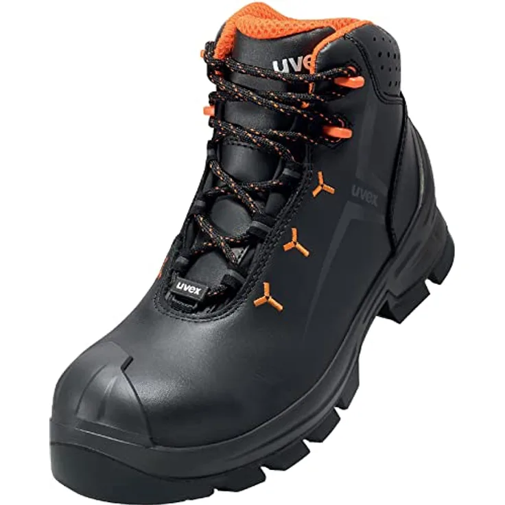 Uvex - 2 macsole® 6523245 esd Sicherheitsstiefel S3, Schuhgröße 45, Schwarz/Orange, leichtgewichtig, metallfrei, hoher Tragekomfort
