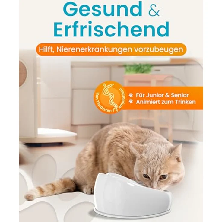 Lucky-Kitty Trinkbrunnen 1,5L, Keramik Trinknapf mit Pumpe für fließendes Wasser, extralanges Kabel (2m), spülmaschinengeeignet, handgefertigt – Bild 4
