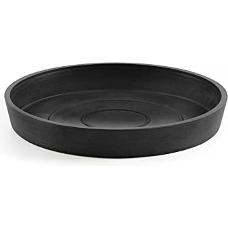 Ecopots Runder Blumentopf-Untersetzer aus recyceltem Kunststoff, modern, für den Außenbereich, Dunkelgrau, 15,2 cm – Bild 1