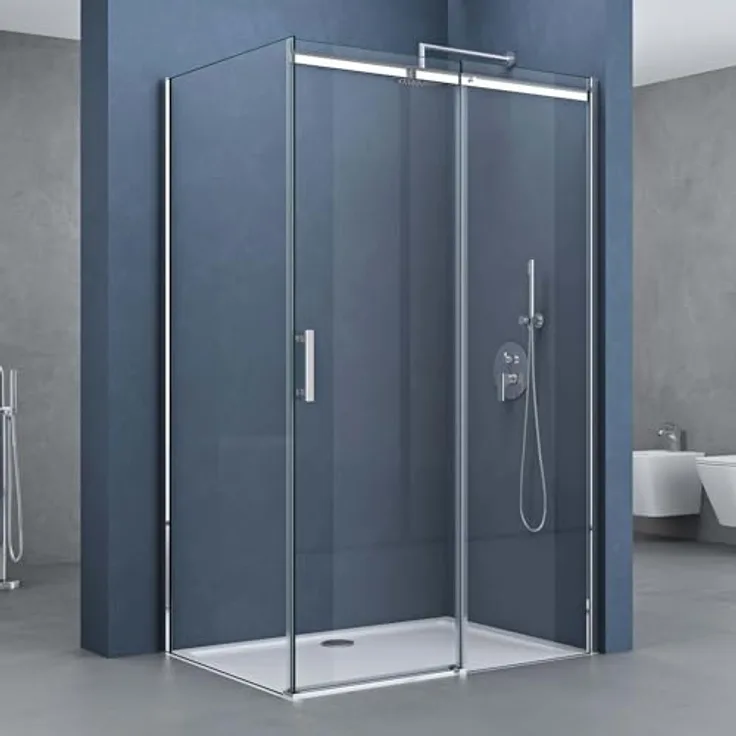 doporro Eckdusche Duschkabine Ravenna18 ESG-Sicherheitsglas Easy-Clean Duschabtrennung, BxT: 100x75 cm, Einscheibensicherheitsglas, Nano-Beschichtung, mit Schiebetür in Klarglas