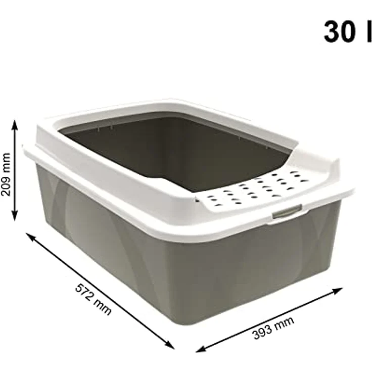 Rotho MyPet Eco Bonnie Katzenklo mit Top-Eingang, Kunststoff (PP recycelt), beige/weiss, M, M (57,2 x 39,3 x 20,9 cm) – Bild 2