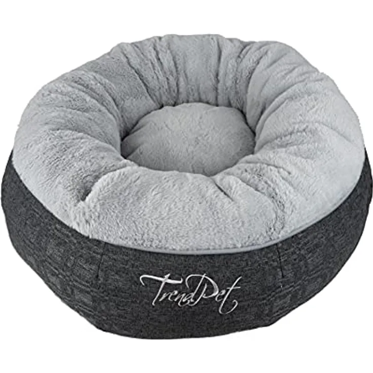 TrendPet Lunabed - Das runde Kuschelbett für Hunde und Katzen (Grau, S)