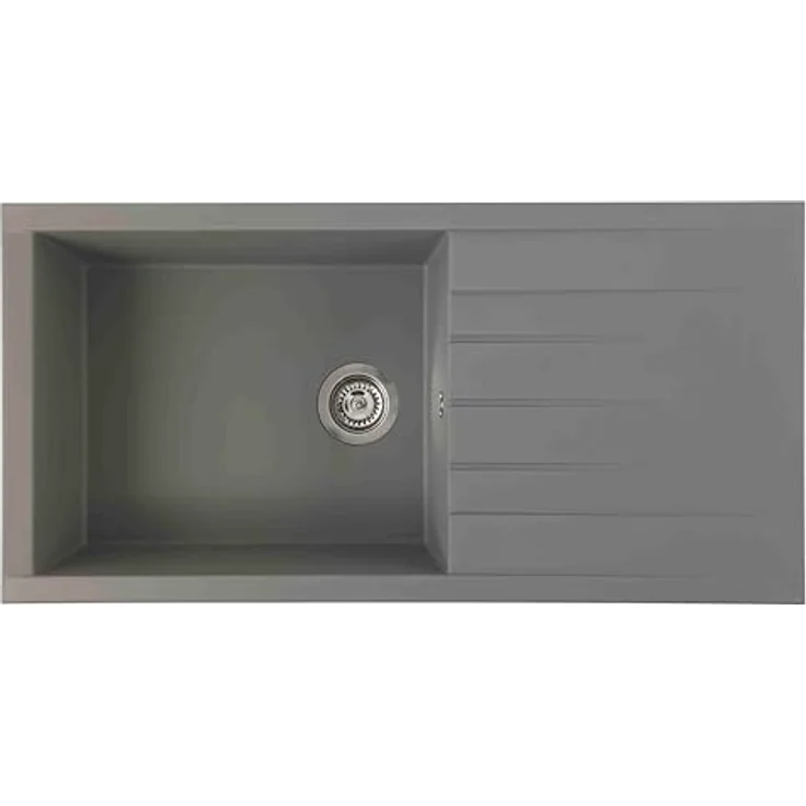 Respekta Houston Mineralitespüle Betongrau, 1 Becken Einbauspüle 100 x 50 cm, geeignet für Unterschränke ab 60 cm Breite – Bild 1