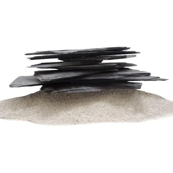 AquaOne Aquarium Steine Schieferplatten I Natursteine 25kg schwarz-grau I 10-30 cm pro Stein - Aquascaping Schiefer Gestein Dekoration Terrarium – Bild 1