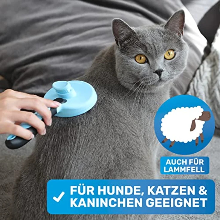 BluePet ZupfZeug Fellpflegebürste für Katzen und Hunde - Katzenbürste Langhaar Selbstreinigend - Zupfbürste - Fellpflege Britisch Kurzhaar - Hundebürste – Bild 2