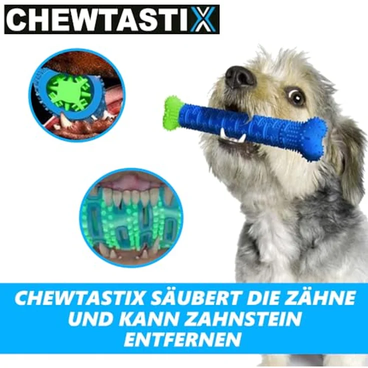 MAVURA CHEWTASTIX Hunde Zahnbürste Zahnsteinentferner Zahnpflege Gummi, Kau Knochen Reinigung Mundgeruch Kauknochen – Bild 3