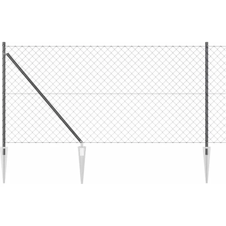 vidaXL Maschendrahtzaun mit Stacheln, 10 x 1 m, PVC-beschichteter Stahl, grau, wetterbeständig und korrosionsgeschützt