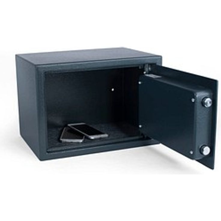 Pavo Tresor dunkelgrau 35,0 x 25,0 x 25,0 cm, Zylinderschloss, doppelt verankert, robuster Metallkorpus