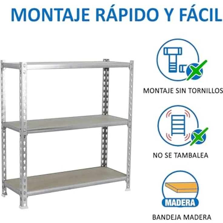 Simonrack Maderclick SuperPlus Metallregal, 3 Böden, Weiß, 100 x 110 x 30 cm, Traglast 200 kg pro Boden, steckbar – Bild 6