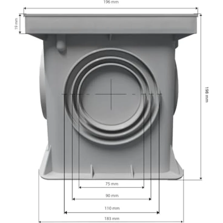 Marley Einlaufschacht ohne Einlaufrost, 200 x 200 mm, grauer Hofsinkkasten zur Oberflächenwasserableitung – Bild 2