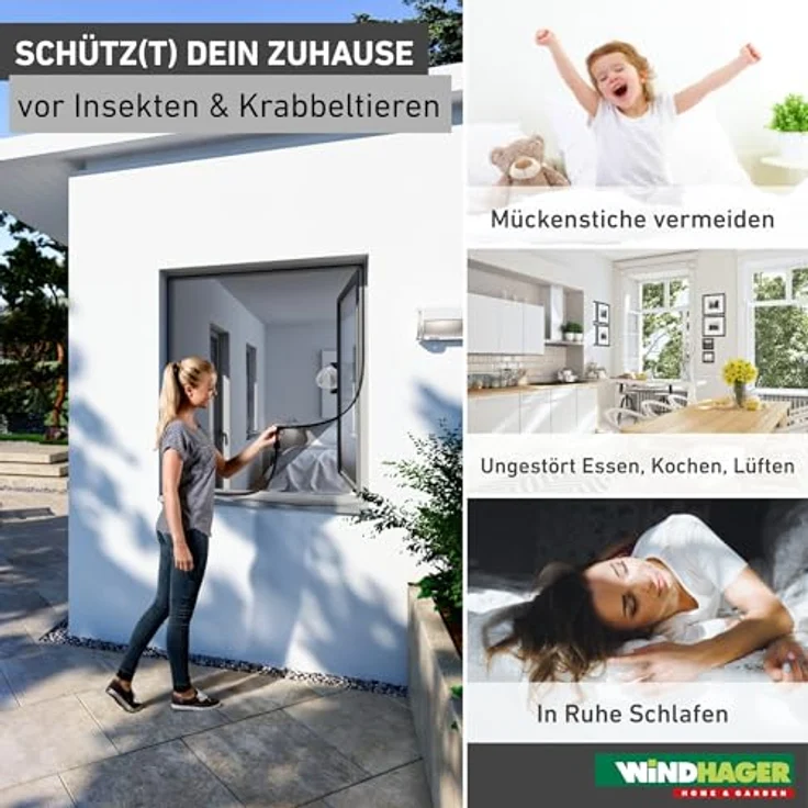Windhager Insektenschutz-Fensterrahmen, BxH: 100x120 cm, umweltschonend und pestizidfrei, weiß – Bild 2