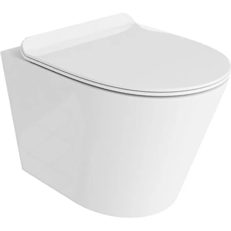 lavita Wand-WC Galve | Hänge Toilette mit Absenkautomatik & Metallscharniere | Spülrandlos Hängend | 355x510x385 mm | Weißer Glanz