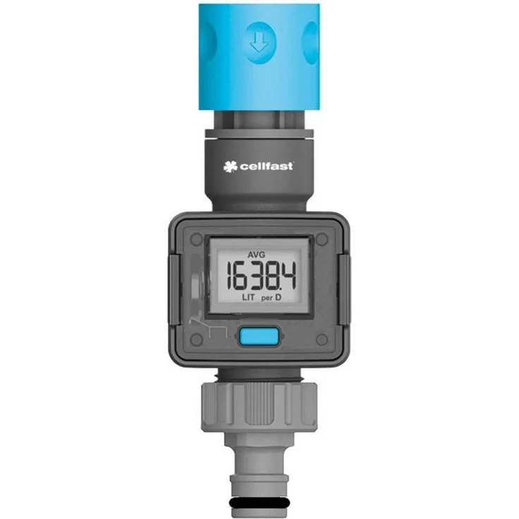 Cellfast 52-098 Bewässerungssystem, Wasserdurchflussmesser mit LCD-Anzeige, IPX6, bis 40 l/min