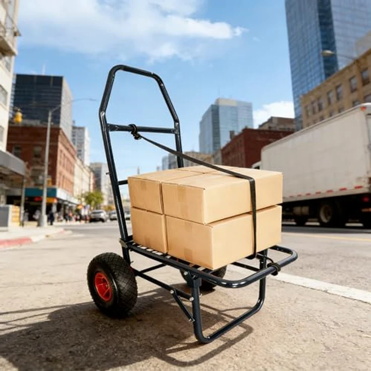 relaxdays Sackkarre Transportwagen klappbar, 80kg Tragkraft, Luftbereifung, schwarz – Bild 2