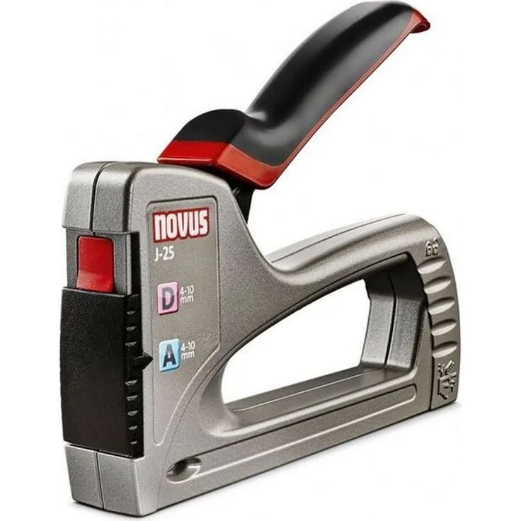 NOVUS Elektro-Tacker Novus Handtacker J 25 10 mm, langlebiges Zink-Druckguss-Gehäuse, ergonomischer Softgrip-Hebel, schwarz
