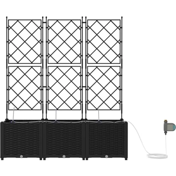 vidaXL rechteckiger Pflanzerständer Rattan-Look 120 x 40 142 cm UV-beständig Garten Deko - modern (Kunststoff) – Bild 4