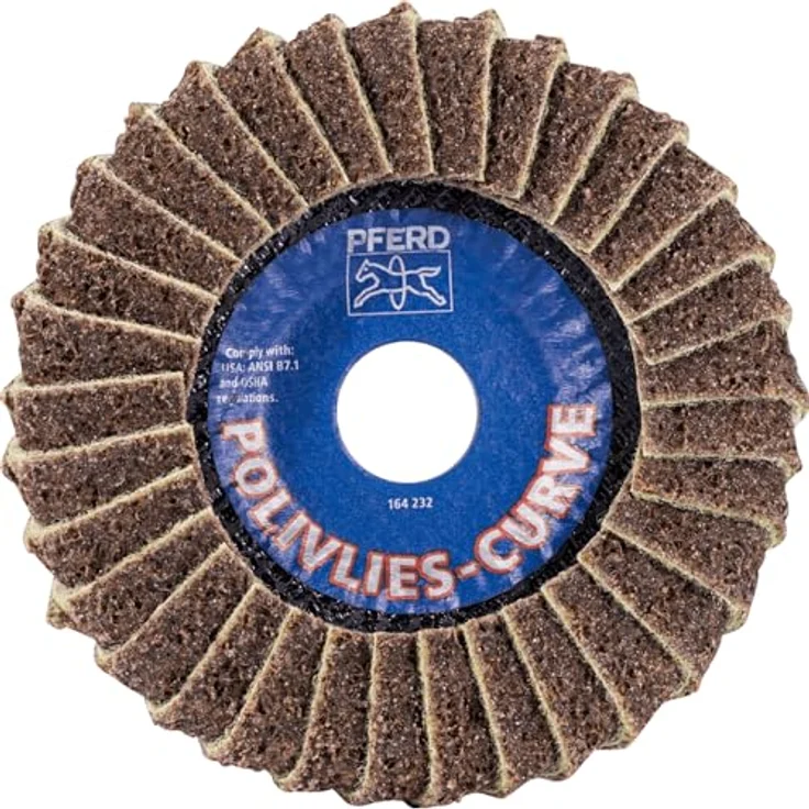 PFERD Polivlies Fächerscheibe PVL-R, 12,7 cm x 2,2 cm, feine Körnung aus Aluminiumoxid, Oberflächenbehandlungsrad, hohe Schleifeffizienz für gleichmäßige Ergebnisse – Bild 4