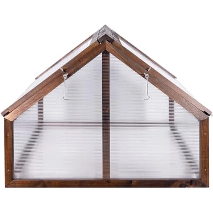 Greenspot Garten-Frühbeet Timber, 120 x 80 x 60 cm, Mini-Gewächshaus aus dunklem Palisander mit öffnender Abdeckung, ideal für Kräuter, Gemüse und Blumen – Bild 4