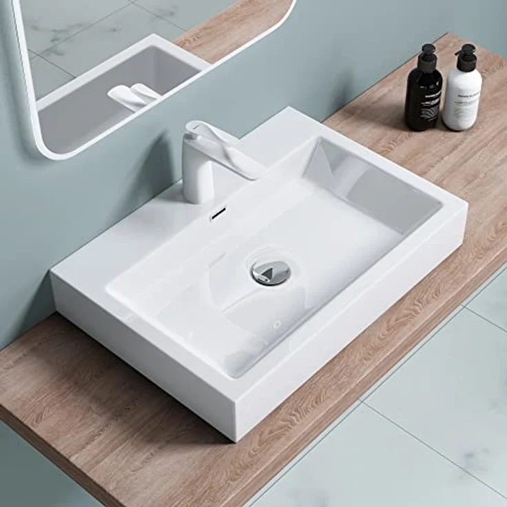 doporro BTH 60x42x10cm Design Waschbecken Colossum06 aus Gussmarmor Waschtisch Aufsatzwaschbecken Hängewaschbecken – Bild 2