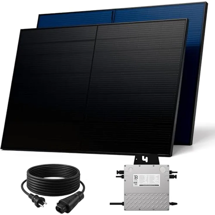 SUNNIVA 1000W Balkonkraftwerk BIFAZIAL FULLBLACK, Glas-Glas Solarmodule, 800W Wechselrichter, inkl. 5m Kabel und WIFI, Komplettset