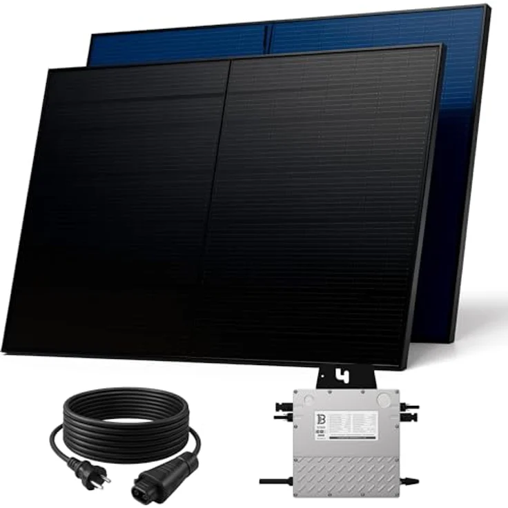 SUNNIVA 1000W Balkonkraftwerk BIFAZIAL FULLBLACK, Glas-Glas Solarmodule, 800W Wechselrichter, inkl. 5m Kabel und WIFI, Komplettset – Bild 1