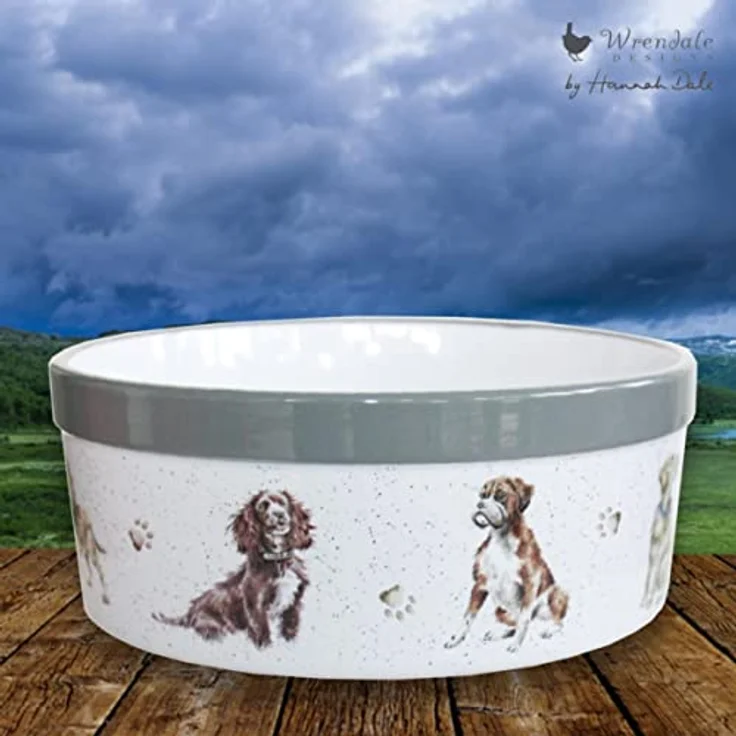 Wrendale Designs Steingut Hundenapf ca. 20,5cm D 1800ml Royal Worcester Schüssel mit Rasse-Hunde Portraits von der britischen Künstlerin Hannah Dale fürs Füttern & als Geschenk – Bild 5