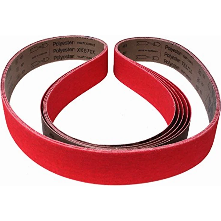 VSM Schleifband XK870X, 50 x 2000 mm, Körnung P80, 5 Stück, aggressives Keramikkorn für Metall und Edelstahl, reißfeste Gewebeunterlage, wasserfest, Profi-Schleifbänder für Bandschleifer – Bild 1