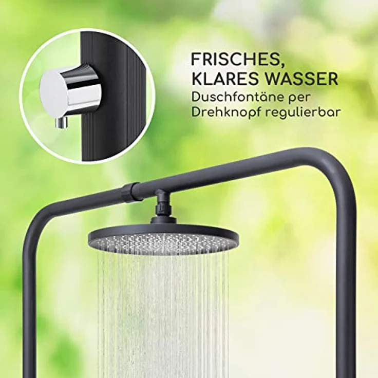 blumfeldt Gartendusche Sumatra Falls Round, Bodendusche für Außen mit rutschfester WPC-Bodenplatte, ohne Stromanschluss, 225 cm Höhe – Bild 4