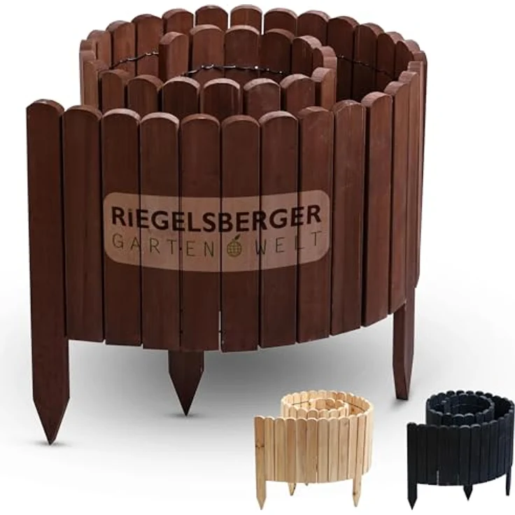 Gartenwelt Riegelsberger Rollboarder Braun Länge 203 cm Zaunhöhe 10 cm Holzzaun Mähkante Rasenkante Tannenholz – Bild 3