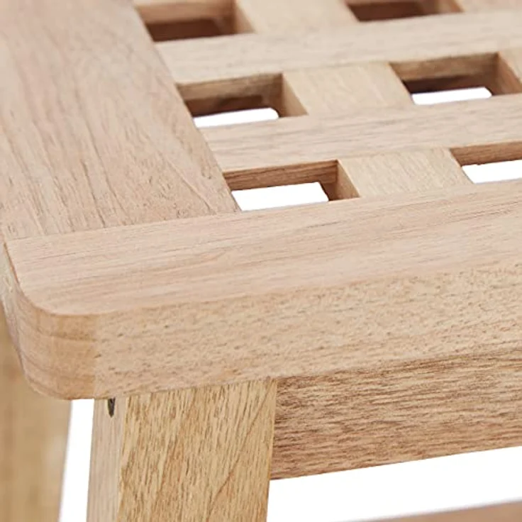 Relaxdays - Tritthocker Holz, Fußbank aus Naturholz, niedriger Blumenhocker für Töpfe, HBT: 25,5 x 29,5 x 22 cm, natur – Bild 7