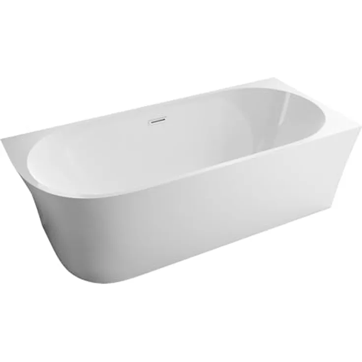 Bernstein NOVA Freistehende Badewanne, Acryl Weiß Glänzend 170x80x60 cm, doppeltwandig mit mittigem Ablauf und Pop-up-Funktion
