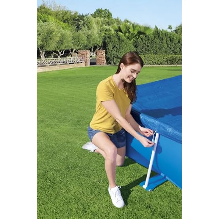 Bestway Flowclear PE-Abdeckplane 264 x 174 cm, für eckige 259 x 170 cm Steel Pro Pools, blau – Bild 5