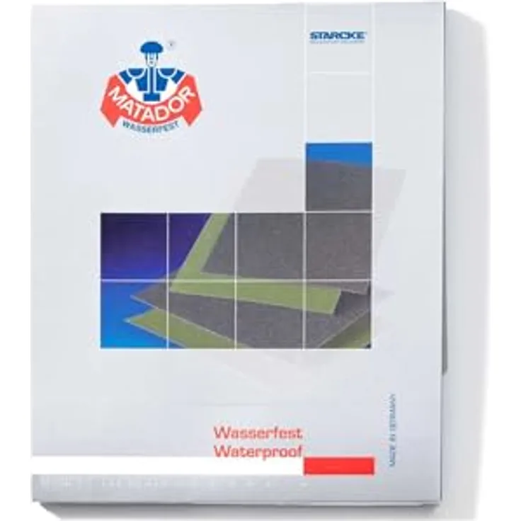 Starcke Matador Nass- und Trockenschleifpapier 10 Blatt Körnung 2000, hochwertiges wasserdichtes Siliziumcarbid-Papier, flexibles A Weight Latex-Papier, blau