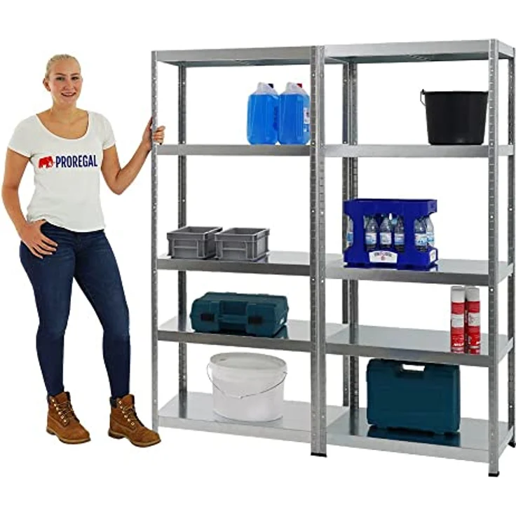 PROREGAL Mega Deal 2er-Sparset Metallregal Steel Eagle 180x80x40cm Fachlast 130kg Verzinkt Schwerlastregal, Küchenregal, Kellerregal, Steckregal, Garagenregal, Lagerregal - PROREGAL, Hohe Traglast 130kg pro Ebene, 5 Ebenen, Made in EU, 5 Jahre Garantie – Bild 3