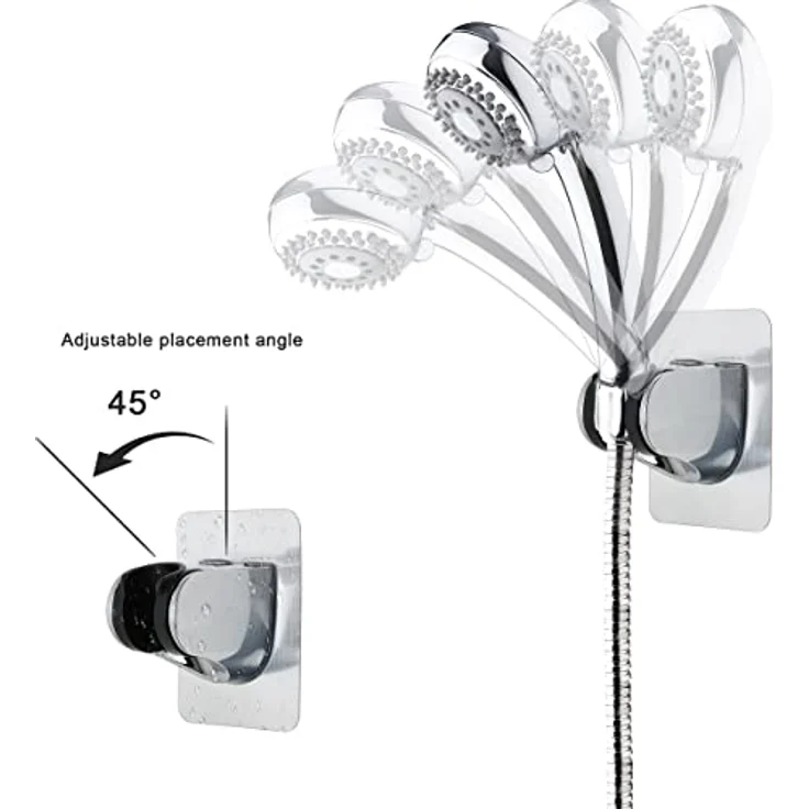 Intirilife Brausehalter, Handbrause Halterung ohne Bohren - 9.5 cm x 7 cm, verchromter ABS Kunststoff, max. Tragkraft 18 kg – Bild 4